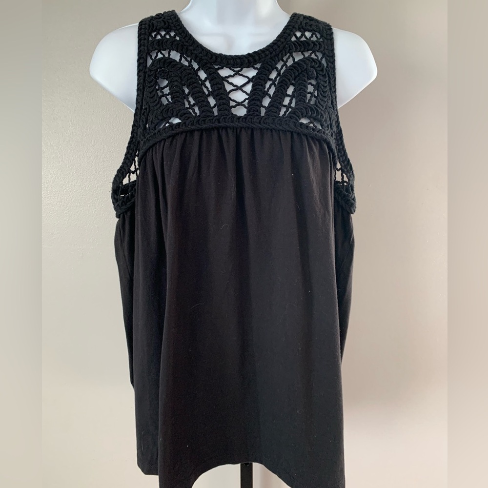 Time and Tru Black Crochet Tank Top